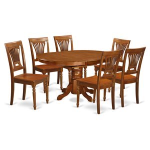 Pemberly Row 7-piece Wood Dining Table and Chair Set in Saddle Brown