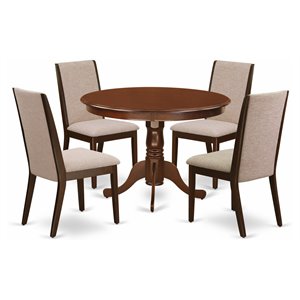 Pemberly Row 5-piece Wood Dining Set w/ Round Table in Mahogany