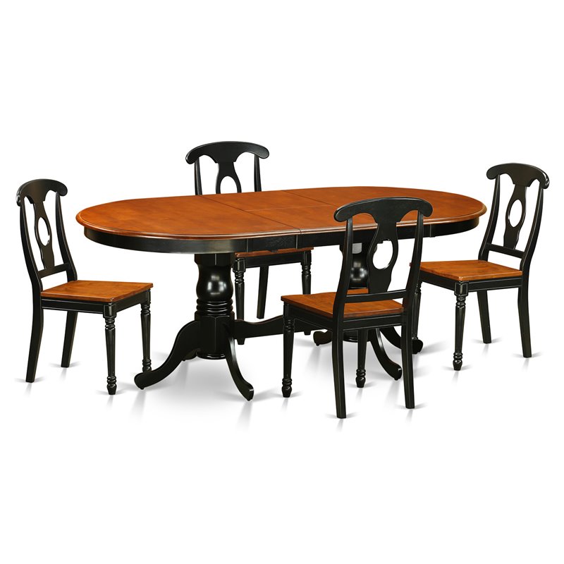 Pemberly Row 5-piece Dining Set with Wood Seat in Black