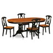 Pemberly Row 5-piece Dining Set with Wood Seat in Black