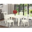 Pemberley Row Asian Hardwood Linen White Dining Set Rectangular Extendable Leaf 42