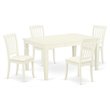 Pemberley Row Asian Hardwood Linen White Dining Set Rectangular Extendable Leaf 42