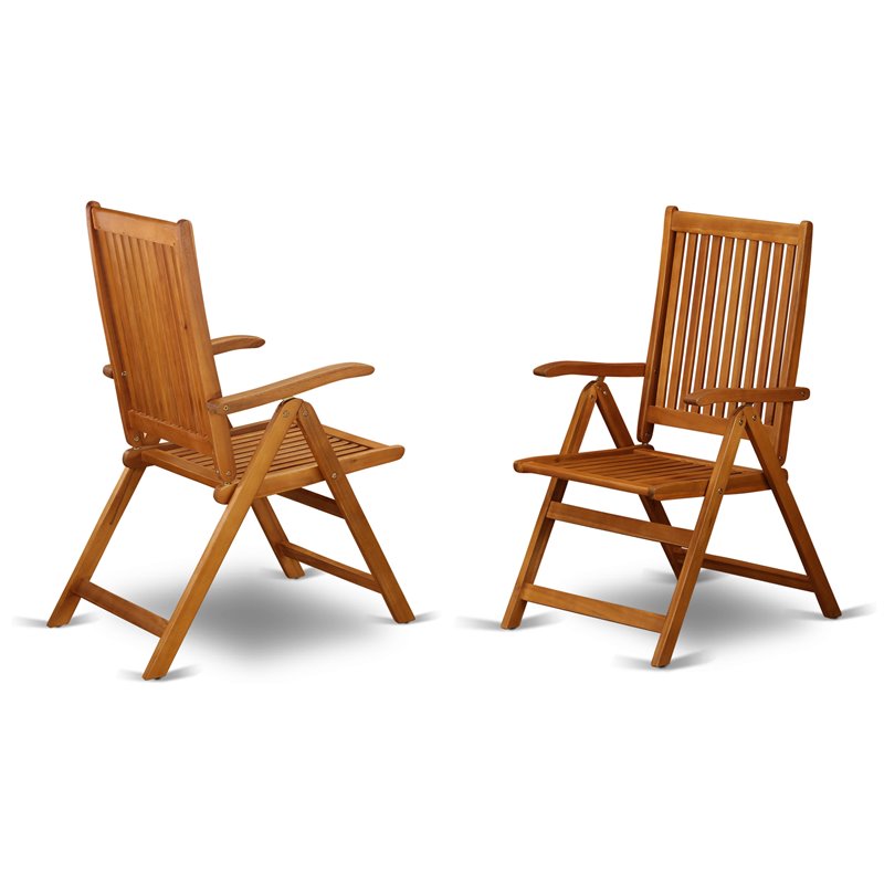 Pemberly Row Wood Patio Dining Chairs in Natural Oil (Set of 2)
