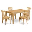 Pemberly Row 5-piece Dining Set with Wood Seat Chairs in Oak