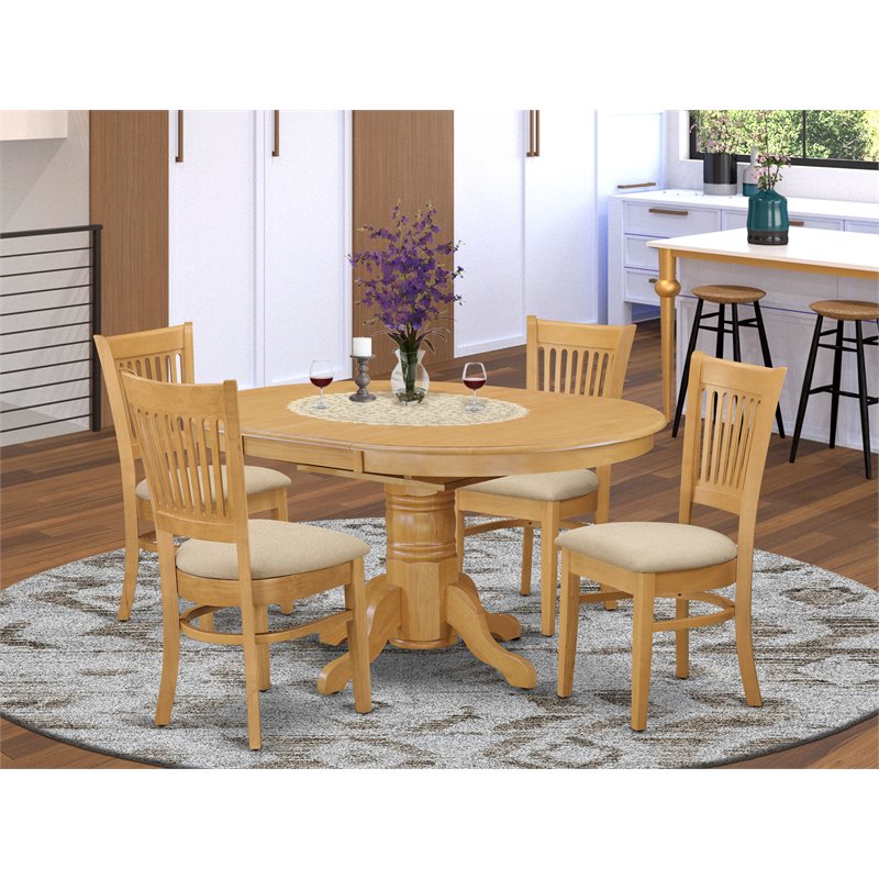 Pemberly Row 5-piece Wood Dining Table and Dinette Chairs in Oak