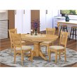 Pemberly Row 5-piece Wood Dining Table and Dinette Chairs in Oak