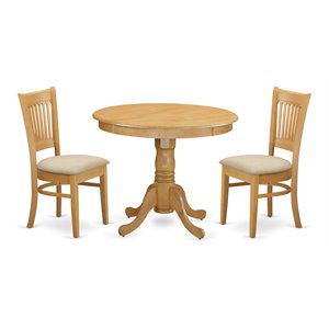Pemberly Row Antique 3-piece Traditional Wood Dining Table Set in Oak