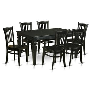 Pemberly Row 7-piece Wood Dining Room Table Set in Black