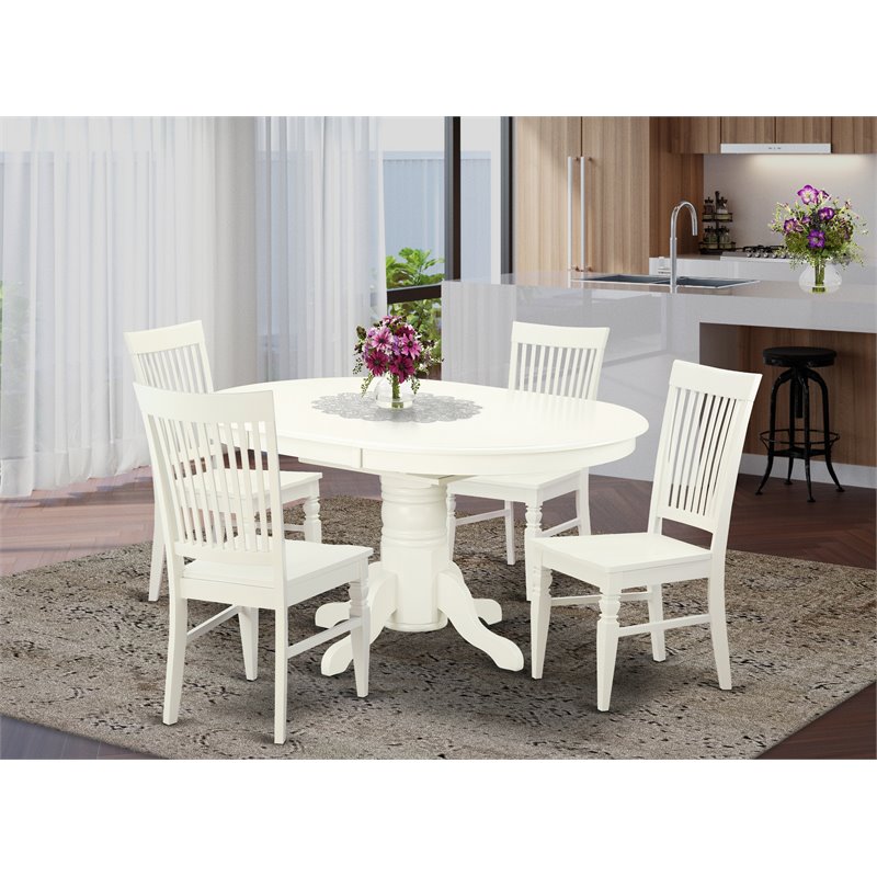 Pemberly Row 5-piece Wood Kitchen Table Set in Linen White