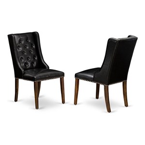 Pemberly Row 38&quot Leather Dining Chair in Jacobean/Black (Set of 2)