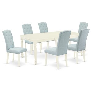 pemberly row 7-piece wood dinette set in linen white/baby blue