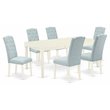 Pemberly Row 7-piece Wood Dinette Set in Linen White/Baby Blue