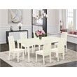 Pemberly Row 7-piece Wood Dining Set with Fabric Seat in White