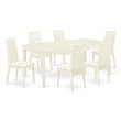 Pemberly Row 7-piece Wood Dining Set with Fabric Seat in White