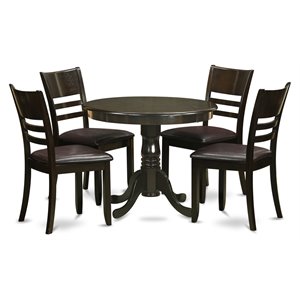 Pemberly Row Antique 5-piece Round Table and Dinette Chairs in Cappuccino