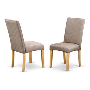 Pemberly Row 39&quot Fabric Dining Chairs in Oak/Gray (Set of 2)
