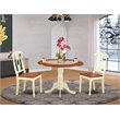 Pemberly Row 3-piece Dining Set with Solid Pedestal in Cream