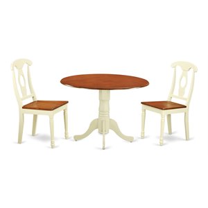 Pemberly Row 3-piece Dining Set with Solid Pedestal in Cream