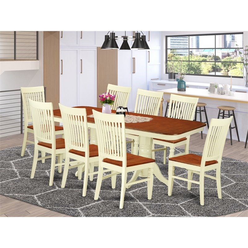 Pemberly Row 9-piece Wood Table and Dining Chairs in Cherry