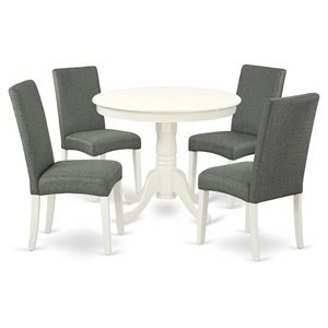 Pemberly Row Antique 5-piece Wood Dining Set in Linen White/Gray