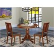 Pemberly Row Antique 3-piece Dining Set w/ Faux Leather Seat in Mahogany