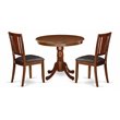 Pemberly Row Antique 3-piece Dining Set w/ Faux Leather Seat in Mahogany