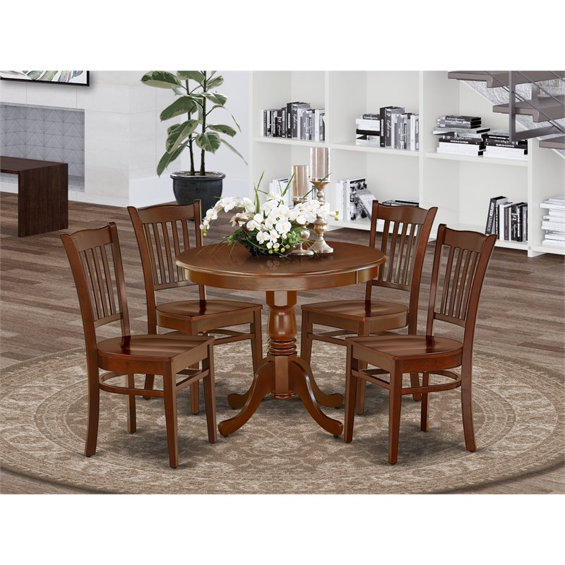 Pemberly Row Antique 5-piece Wood Chairs and Dining Table in Mahogany