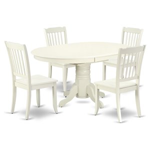 Pemberly Row 5-piece Dining Set w/ Vertical Slatted Chairs in White