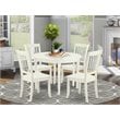 Pemberly Row 5-piece Dining Set with Slatted Back in Linen White
