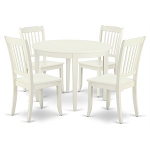 Pemberly Row 5-piece Dining Set with Slatted Back in Linen White