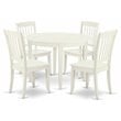 Pemberly Row 5-piece Dining Set with Slatted Back in Linen White