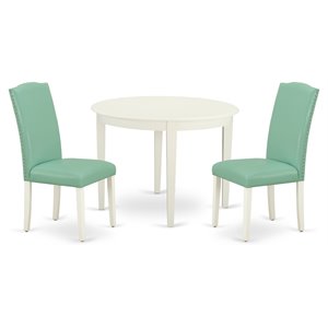 Pemberly Row 3-piece Wood Dining Set in Linen White/Pond