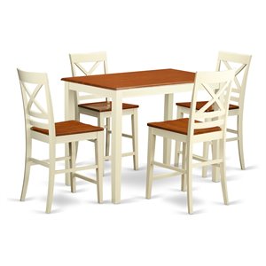 Pemberly Row 5-piece Wood Dining Room Set in Buttermilk/Cherry