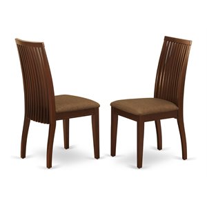 Pemberly Row 38&quot Fabric Dining Chairs in Mahogany (Set of 2)