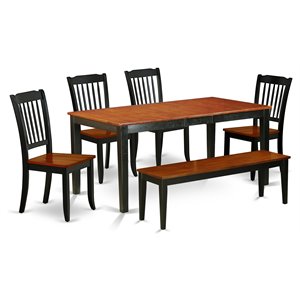 Pemberly Row 6-piece Dining Set with Wood Seat in Black/Cherry