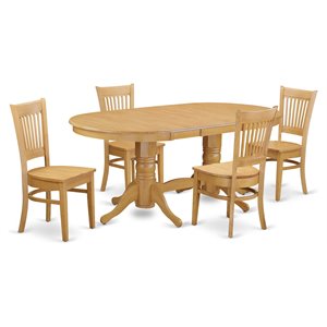 Pemberly Row 5-piece Wood Table and Dining Chair Set in Oak