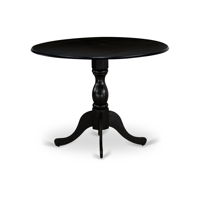 Pemberly Row Wood Dining Table with Pedestal Legs in Black