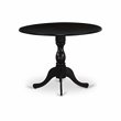 Pemberly Row Wood Dining Table with Pedestal Legs in Black