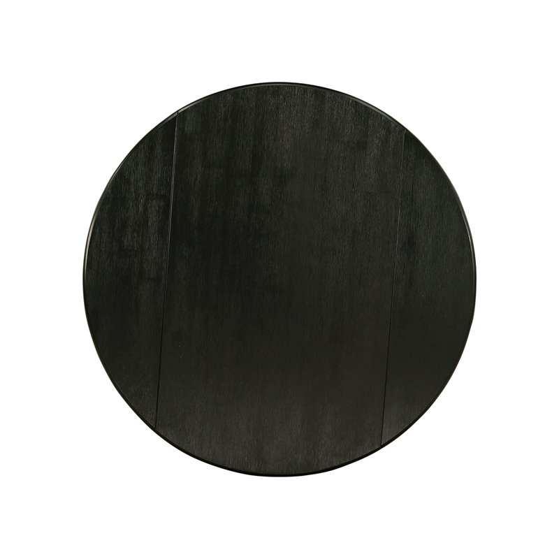 Pemberly Row Wood Dining Table with Pedestal Legs in Black