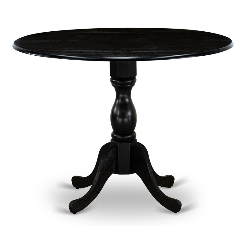 Pemberly Row Wood Dining Table with Pedestal Legs in Black