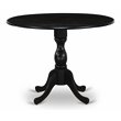 Pemberly Row Wood Dining Table with Pedestal Legs in Black
