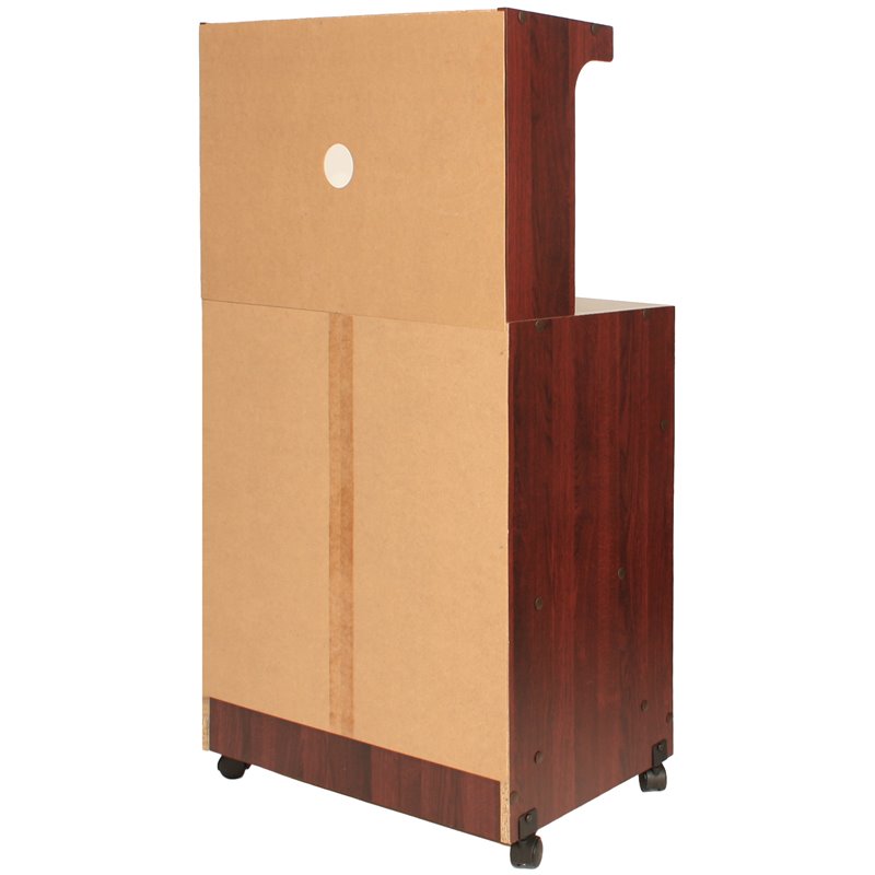 Pemberly Row Modern Kitchen Wooden Microwave Cart in Mahogany