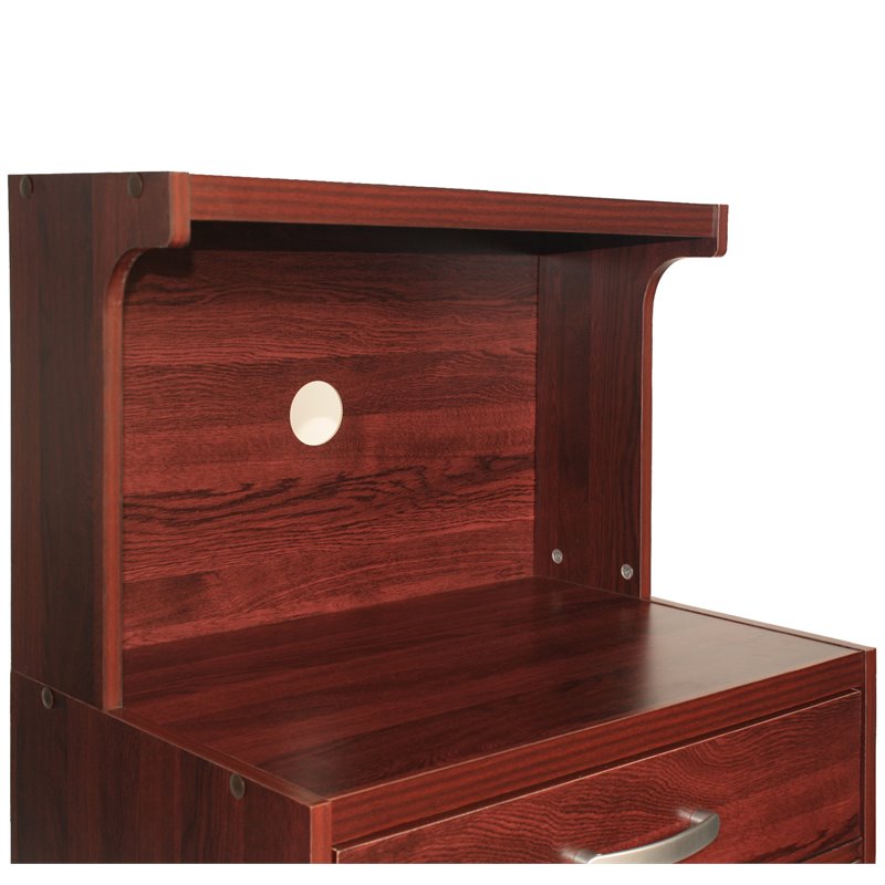 Pemberly Row Modern Kitchen Wooden Microwave Cart in Mahogany