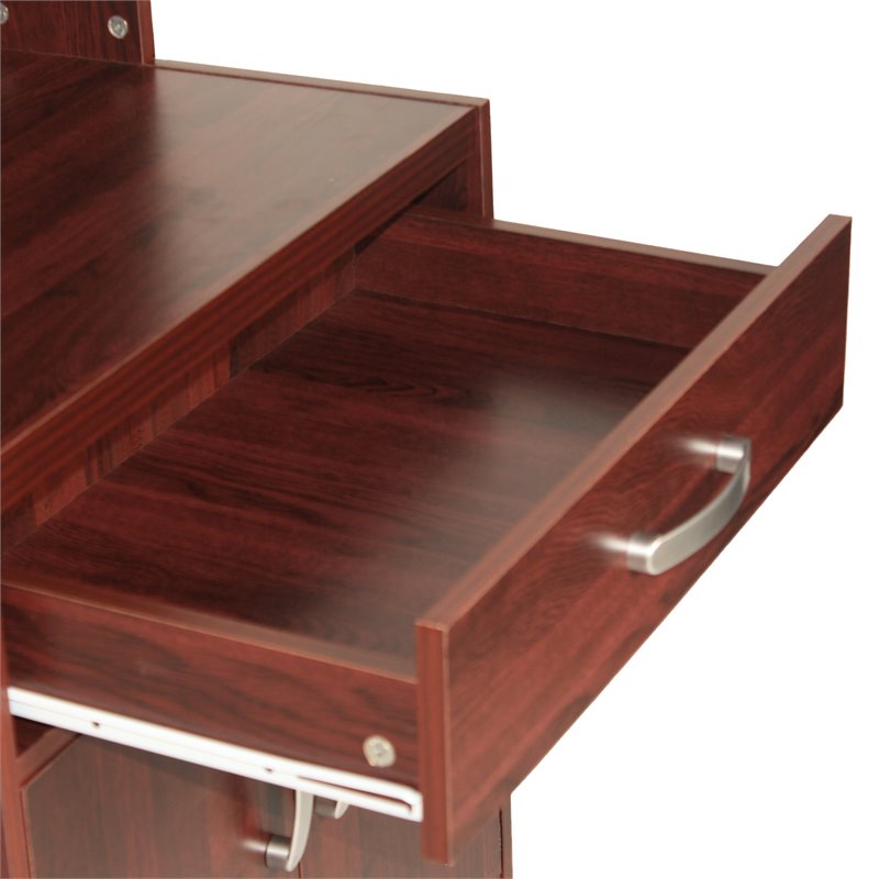 Pemberly Row Modern Kitchen Wooden Microwave Cart in Mahogany