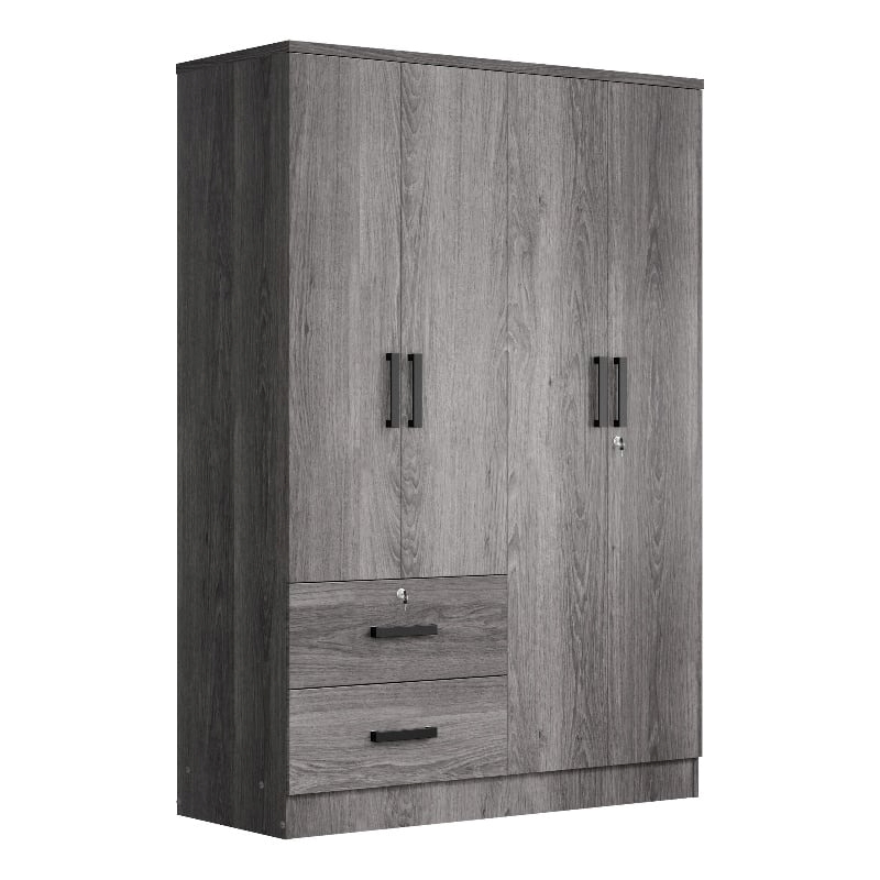 Pemberly Row 4 Doors & 2 Drawers Modern Engineered Wood Armoire in Gray