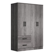 Pemberly Row 4 Doors & 2 Drawers Modern Engineered Wood Armoire in Gray
