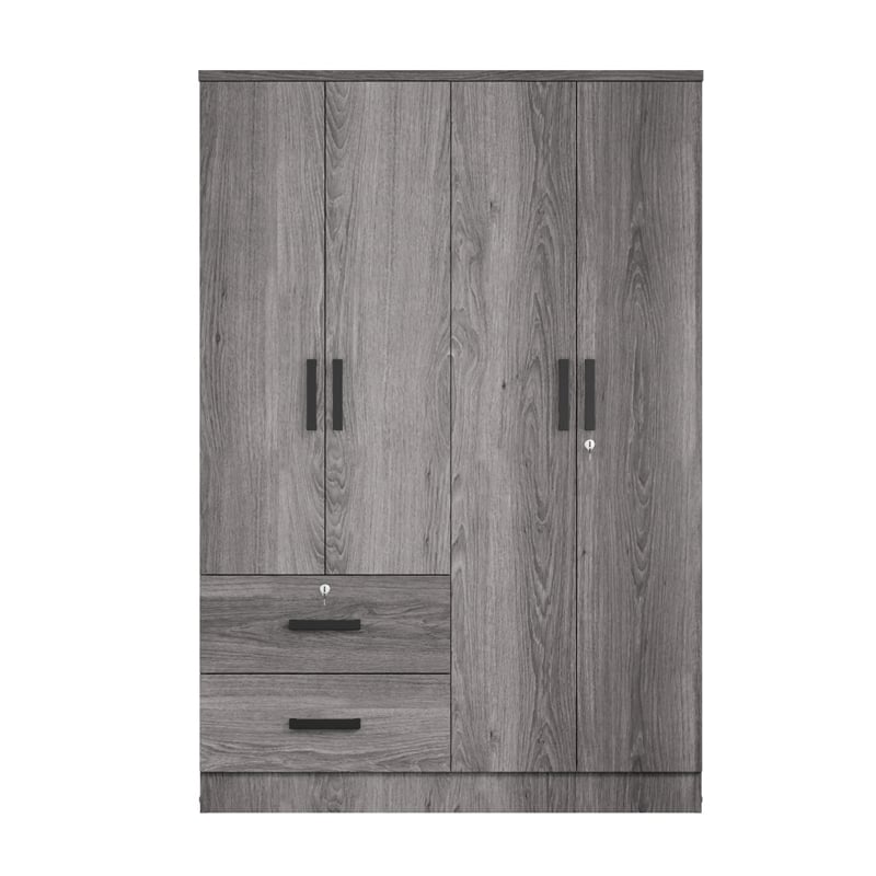 Pemberly Row 4 Doors & 2 Drawers Modern Engineered Wood Armoire in Gray
