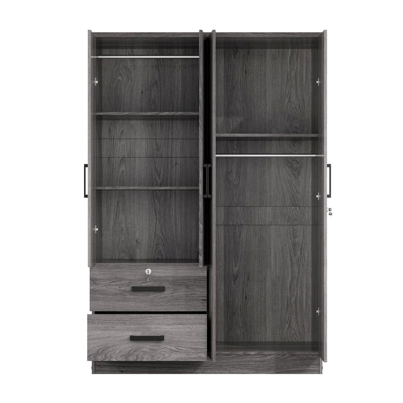 Pemberly Row 4 Doors & 2 Drawers Modern Engineered Wood Armoire in Gray