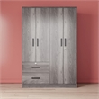Pemberly Row 4 Doors & 2 Drawers Modern Engineered Wood Armoire in Gray