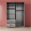Pemberly Row 4 Doors & 2 Drawers Modern Engineered Wood Armoire in Gray